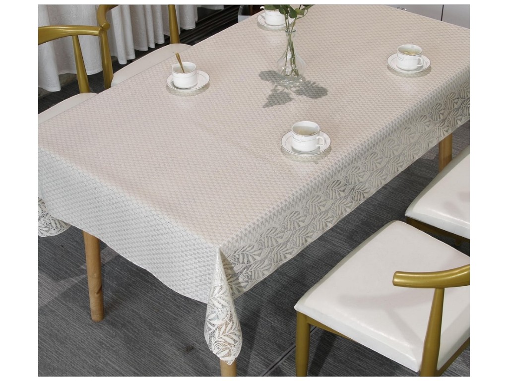 Клейонка Lace, ПВХ, 1,37×20м, колір бежевий, дизайн Leaf Border (ціна за рулон)