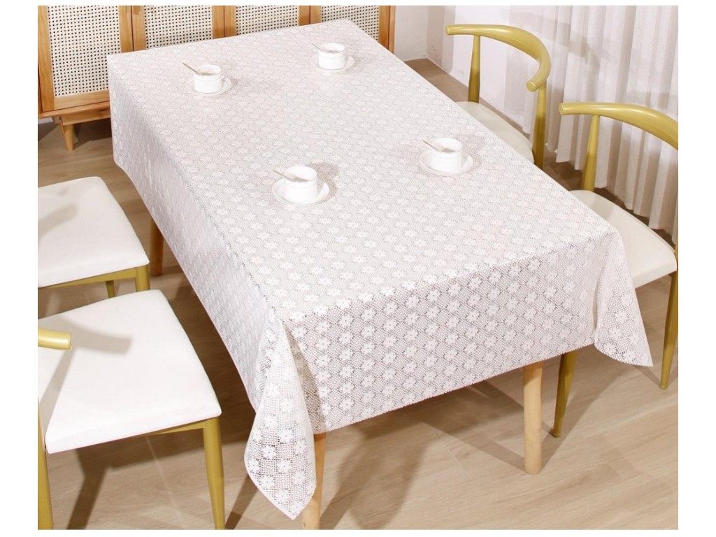 Клейонка Lace, ПВХ, 1,37×20м, колір бежевий, дизайн Daisy Grid (ціна за рулон)