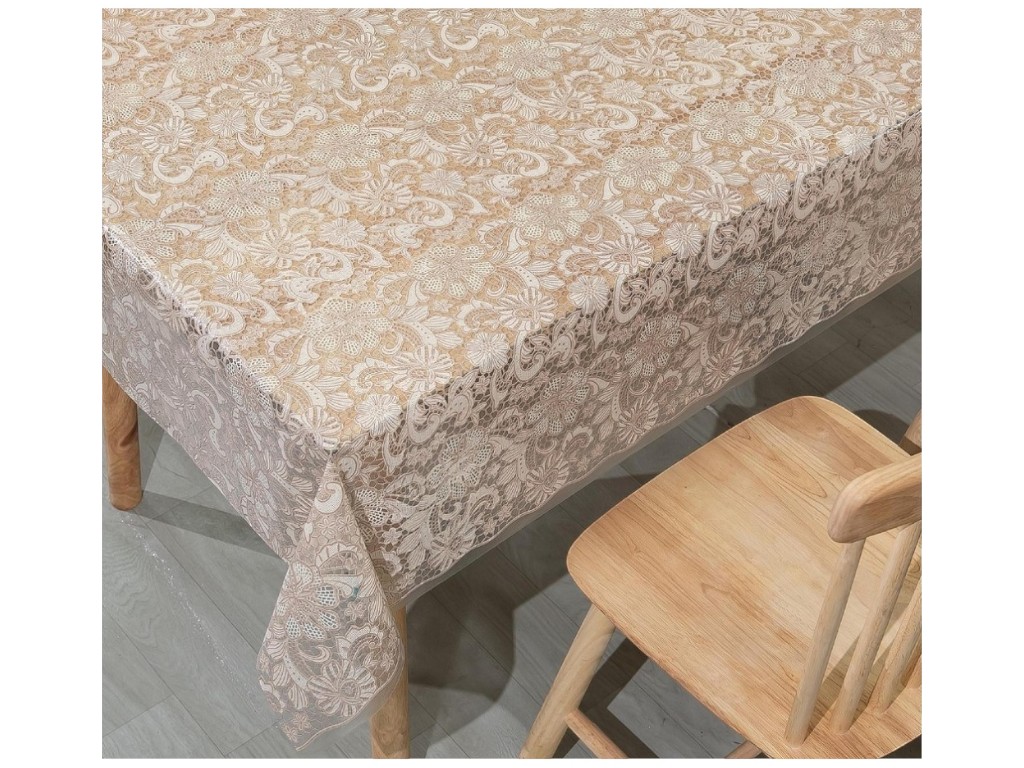 Клейонка Lace, ПВХ, 1,37×20м, колір бежевий, дизайн Paisley Bloom (ціна за рулон)
