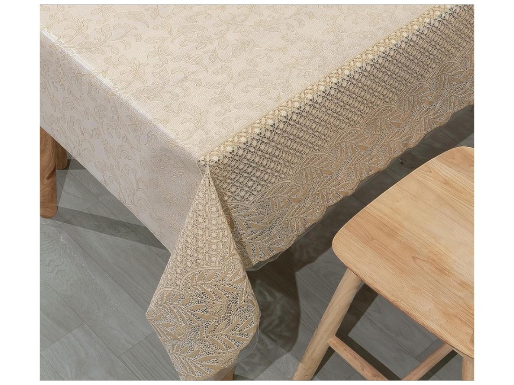 Клеенка Lace, ПВХ, 1,37×20м, цвет кофейный, дизайн Arabesque Border (цена за рулон)