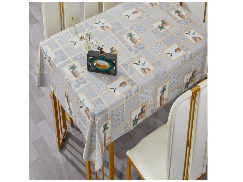 Клеенка Favor, с тиснением на тканевой основе, ПВХ, 1,37×20м, цвет серо-бежевый (цена за рулон)