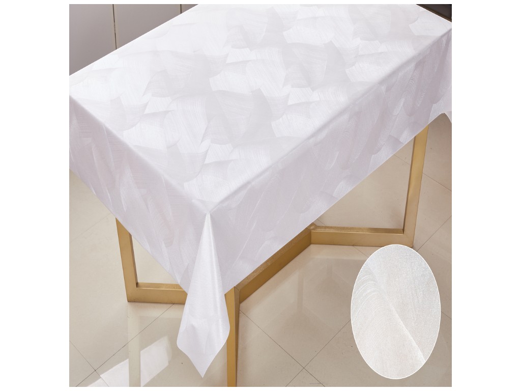 Клеенка La Perla, на тканевой основе, ПВХ, 1,37×20м, дизайн лист белый (цена за рулон)