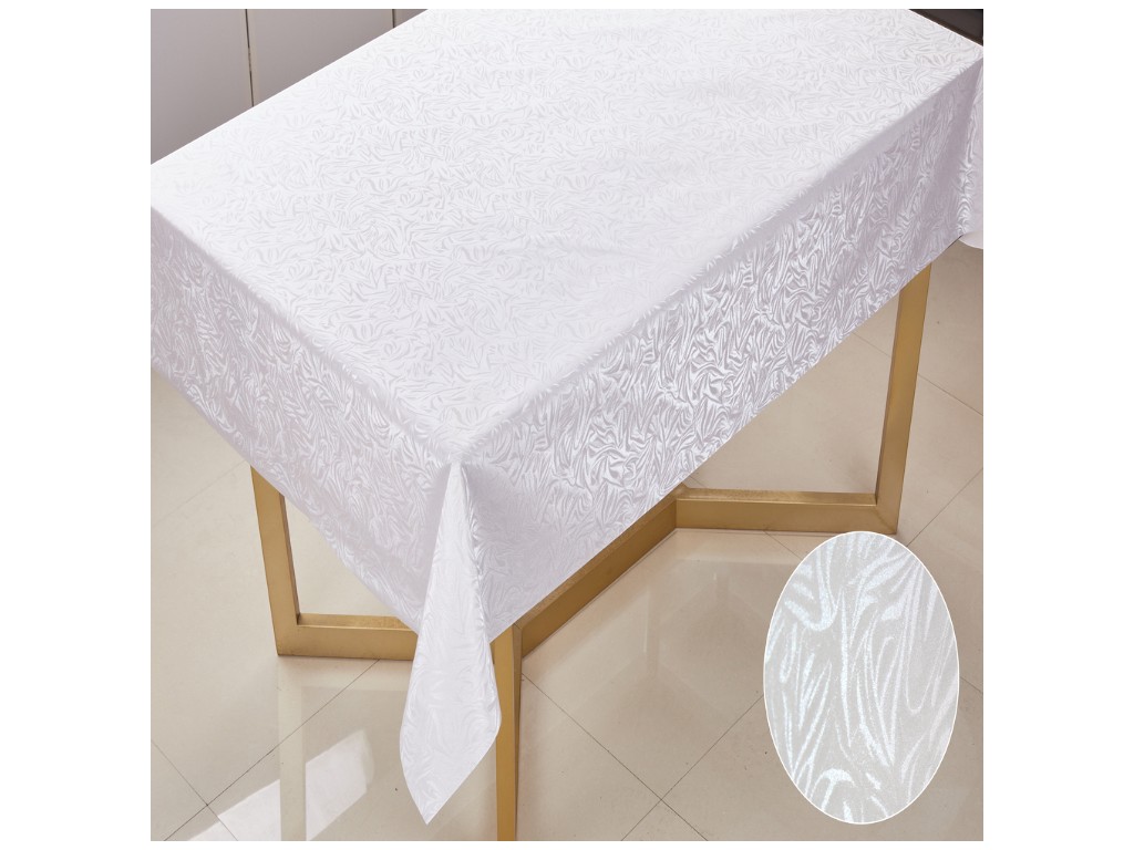 Клейонка La Perla, на тканинній основі, ПВХ, 1,37×20м, дизайн хвилястий білий (ціна за рулон)