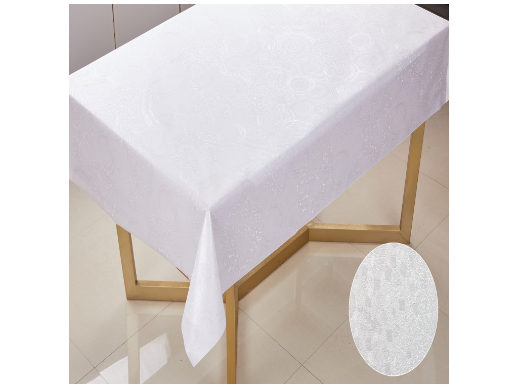 Клейонка La Perla, на тканинній основі, ПВХ, 1,37×20м, дизайн геометрія білий (ціна за рулон)
