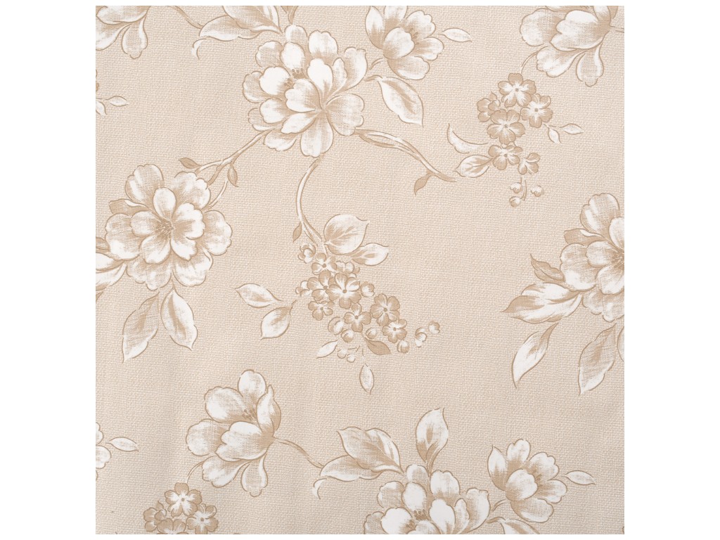 Клеенка Lino, на тканевой основе, ПВХ, 1,37×20м, цвет бежевый с цветочным узором (цена за рулон)