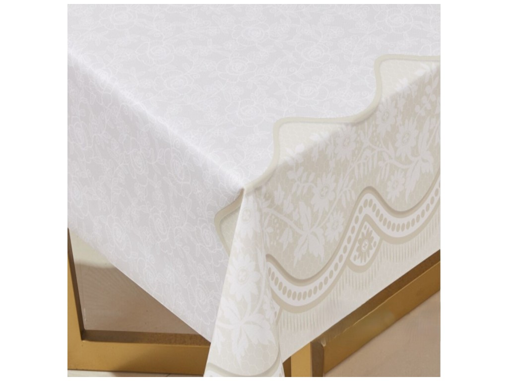 Клеенка Lino, на тканевой основе, ПВХ, 1,37×20м, дизайн бежевый бордюр (цена за рулон)