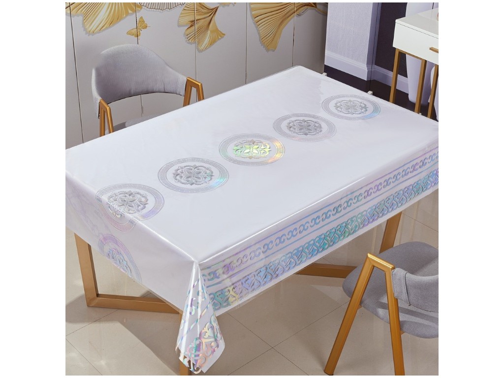 Клейонка рідке скло Laser, з голографічним малюнком, ПВХ, 1,37×20м, перламутр (ціна за рулон)