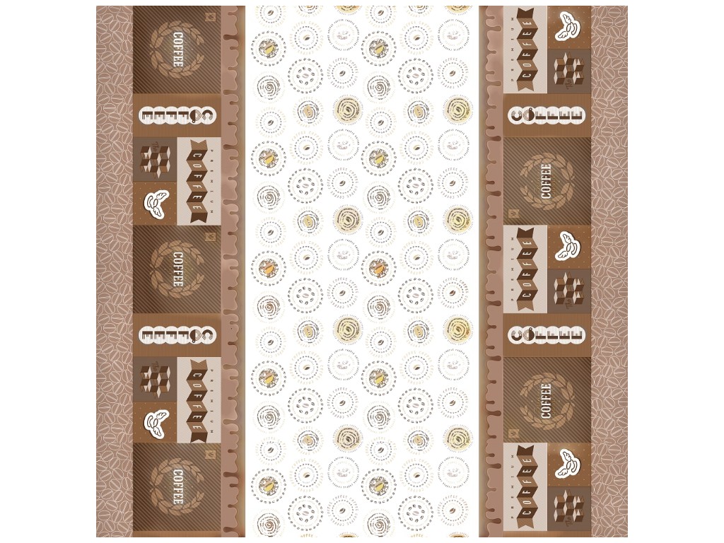 Клеенка GlossyN, 3 слоя, на тканевой основе, глянцевая, 1,37×20м, дизайн кофейный (цена за рулон)