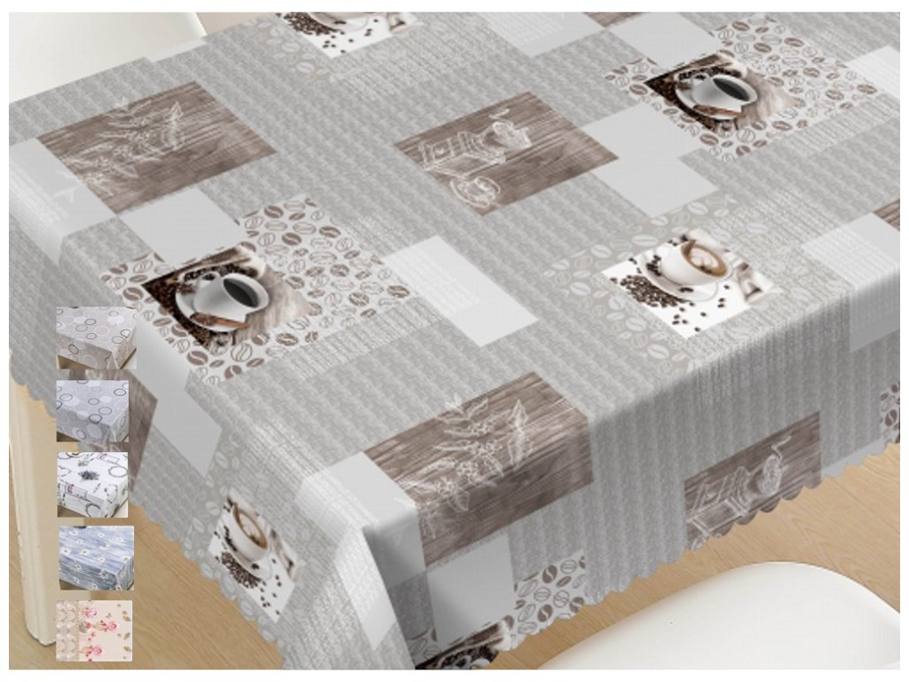 Клеенка GlossyN, 3 слоя, на тканевой основе, глянцевая, 1,37×20м, дизайн кофейный (цена за рулон)