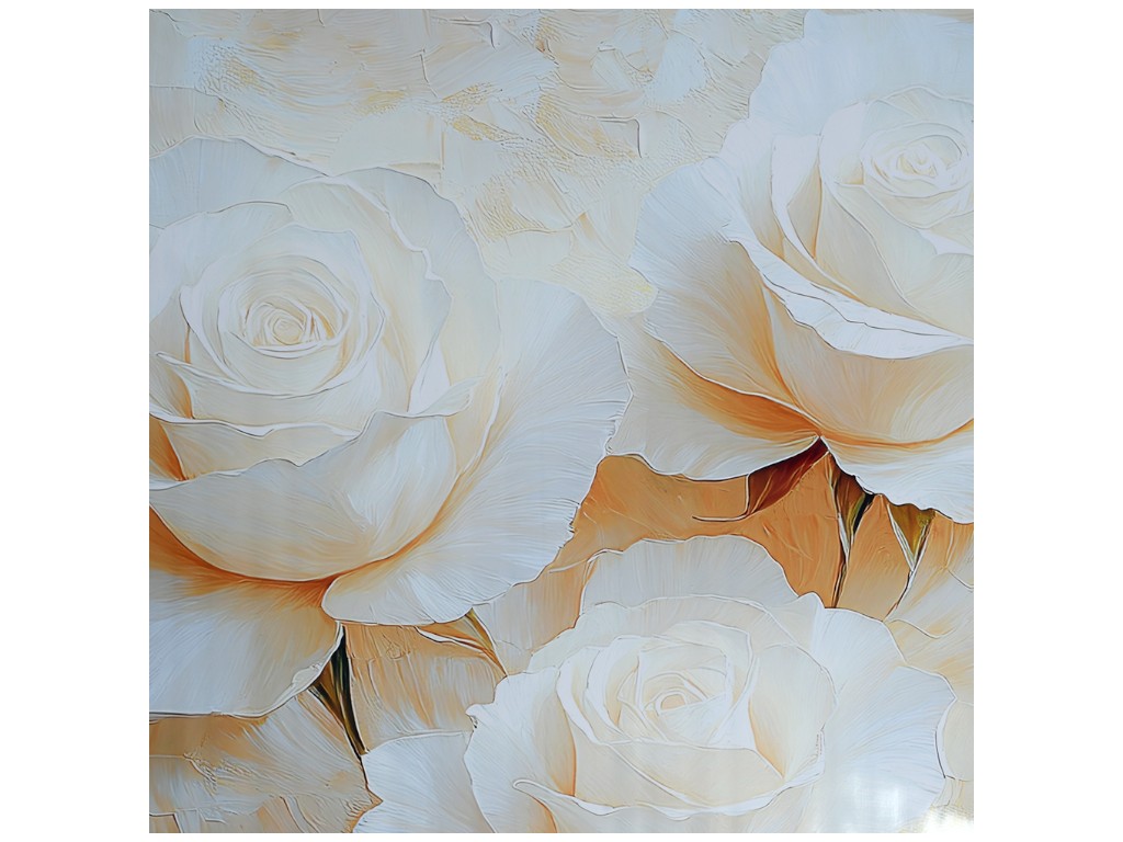 Клейонка-скатертина Fiesta, на тканинній основі, ПВХ, 1,20×1,50м, білі троянди (ціна за рулон)