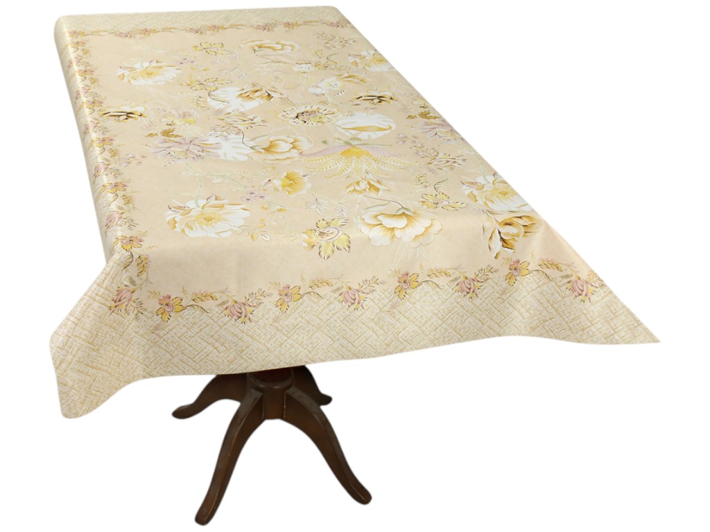 Клеенка-скатерть Fiesta, на тканевой основе, ПВХ, 1,20×1,50м, дизайн анемоны (цена за рулон)