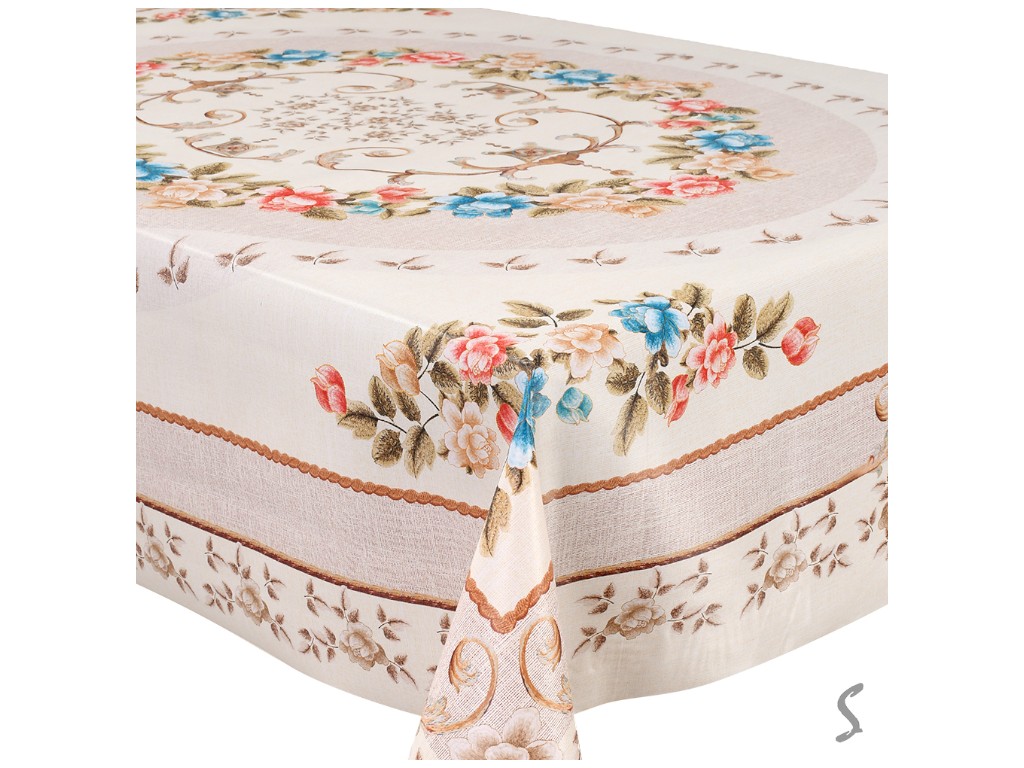 Клейонка-скатертина Fiesta, на тканинній основі, ПВХ, 1,20×1,50м, квітковий орнамент (ціна за рулон)