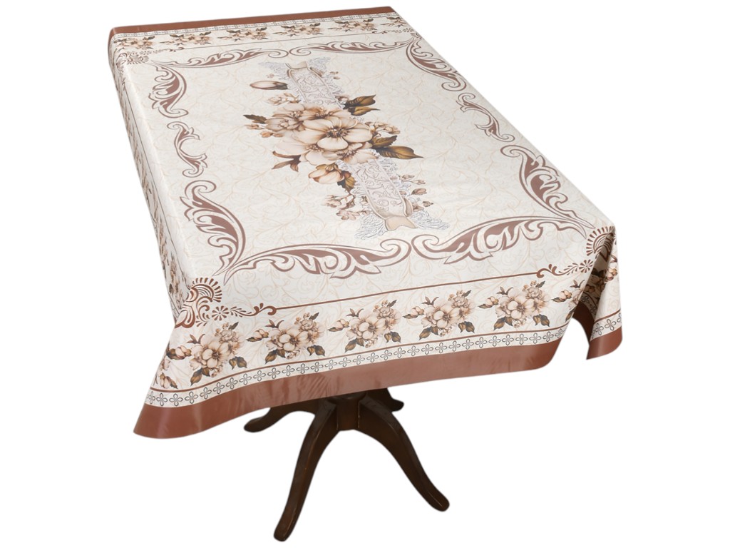 Клеенка-скатерть Fiesta, на тканевой основе, ПВХ, 1,20×1,50м, дизайн черешня винтаж (цена за рулон)