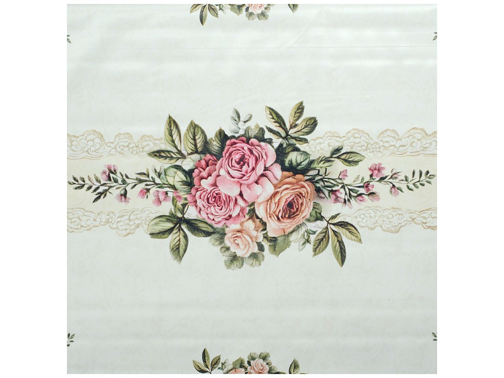Клеенка-скатерть Fiesta, на тканевой основе, ПВХ, 1,20×1,50м, дизайн розы (цена за рулон)