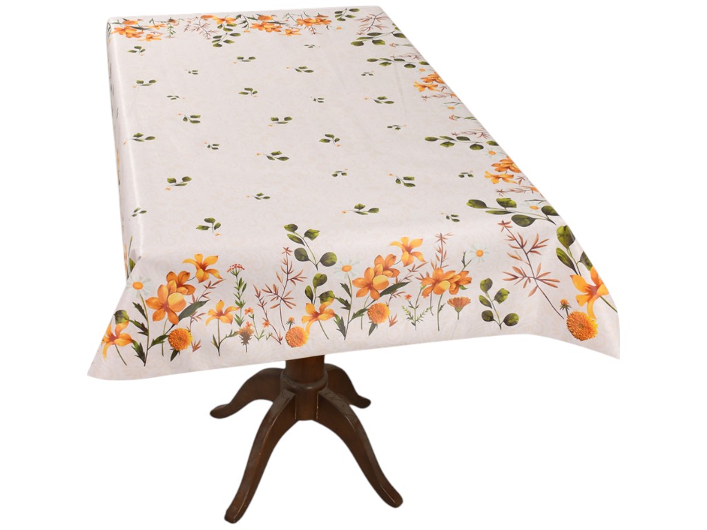 Клеенка-скатерть Fiesta, на тканевой основе, ПВХ, 1,40×1,80м, дизайн полевые цветы (цена за рулон)