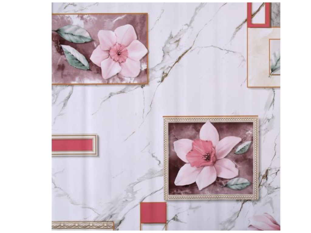 Клеенка Glossy, 3 слоя, на тканевой основе, глянцевая, 1,37×20м, дизайн мрамор (цена за рулон)