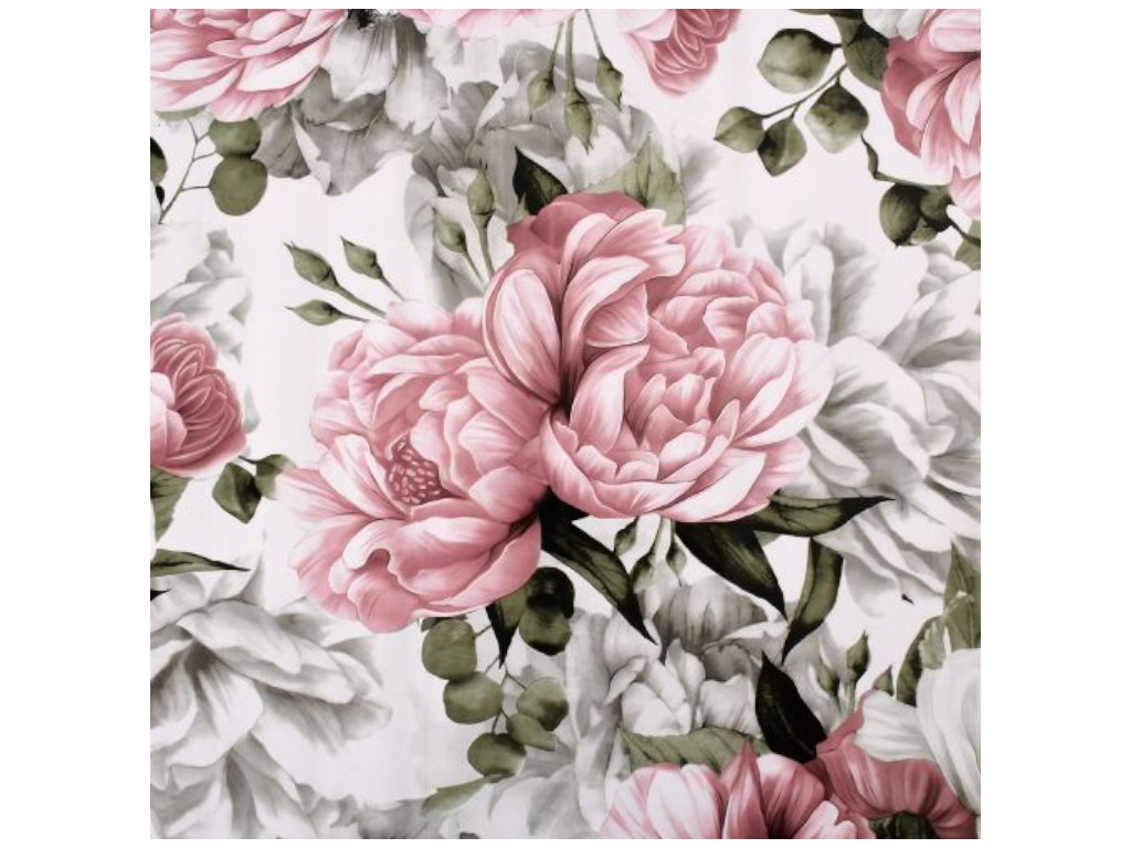 Клеенка Glossy, 3 слоя, на тканевой основе, глянцевая, 1,37×20м,дизайн пудровые цветы(цена за рулон)