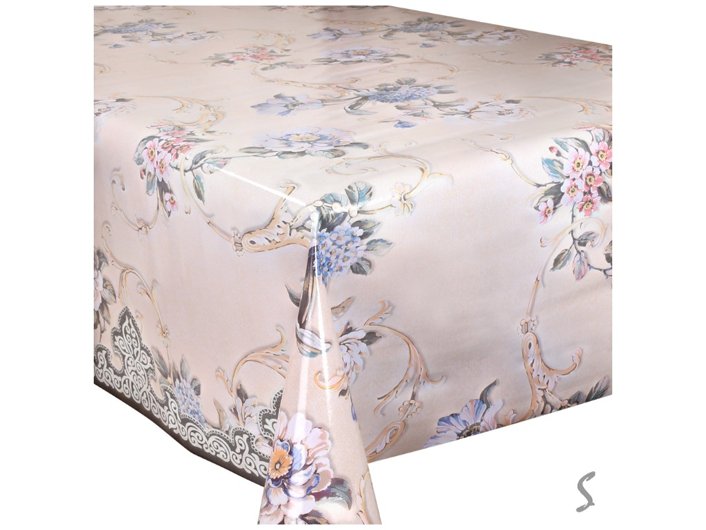 Клейонка Glossy, 3 шари, на тканинній основі, глянсова, 1,37×20м, дизайн квітковий (ціна за рулон)