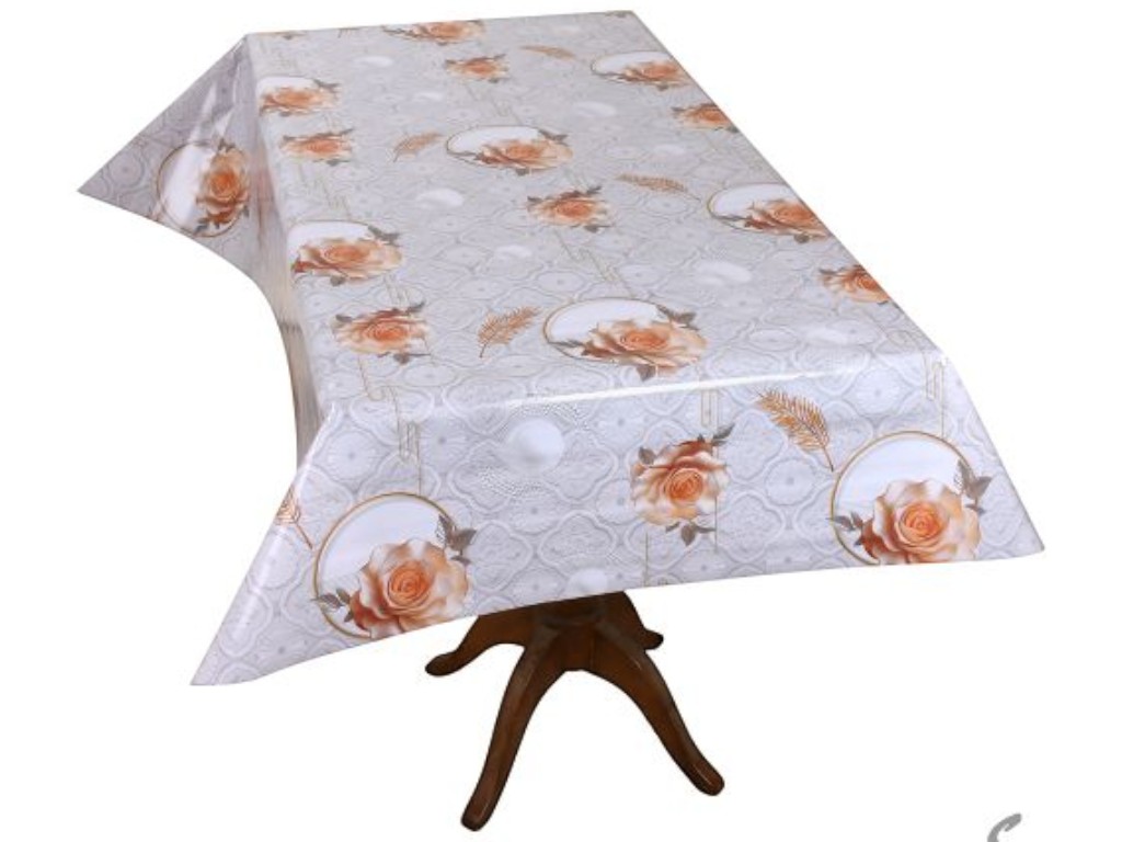 Клейонка Glossy, 3 шари, на тканинній основі, глянсова, 1,37×20м, дизайн з трояндами (ціна за рулон)