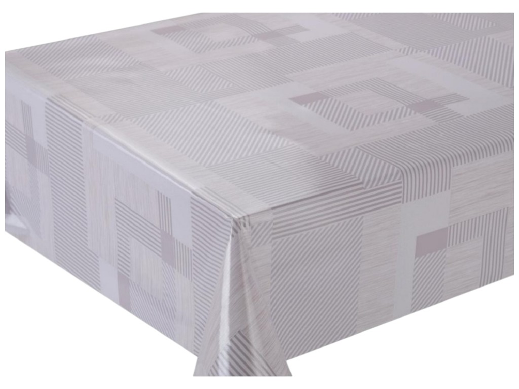 Клеенка Fiesta, на тканевой основе, ПВХ, 1,37×20м, цвет серый с геометрическим узором(цена за рулон)