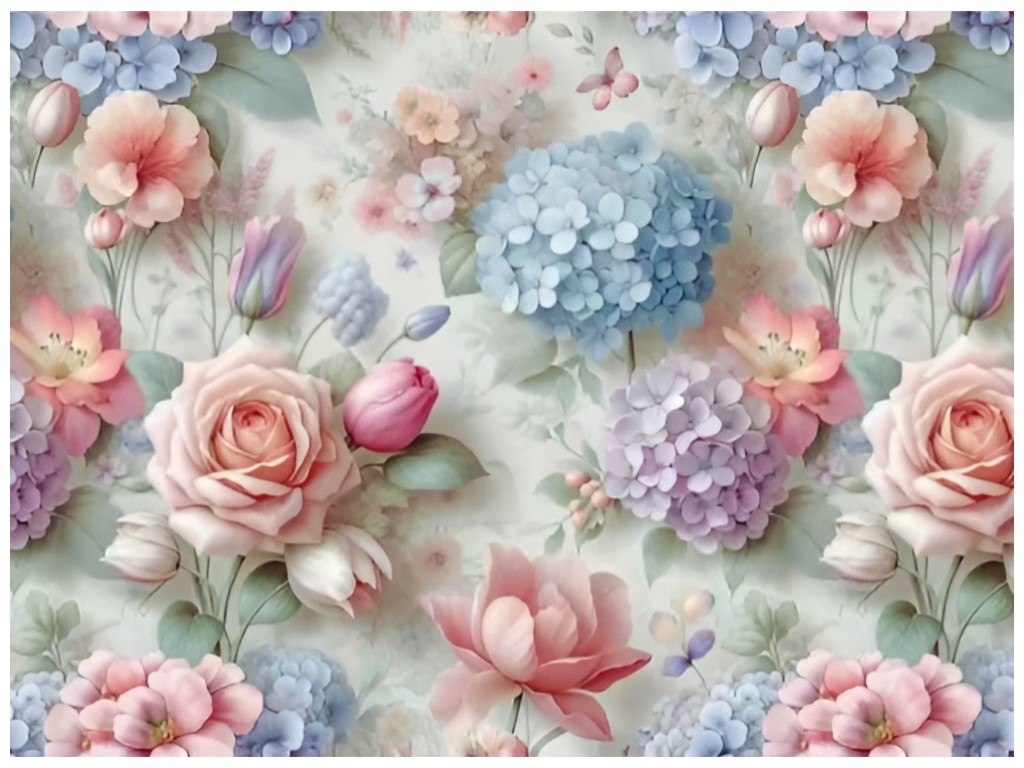 Клейонка Premium, на нетканій основі, ущільнена, ПВХ, 1,37×25м, дизайн гортензії (ціна за рулон)