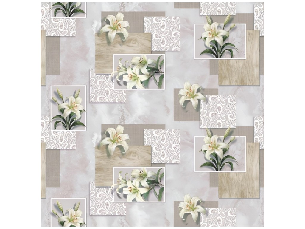 Клеенка Premium, на нетканой основе, уплотненная, ПВХ, 1,37×25м, дизайн лилии (цена за рулон)