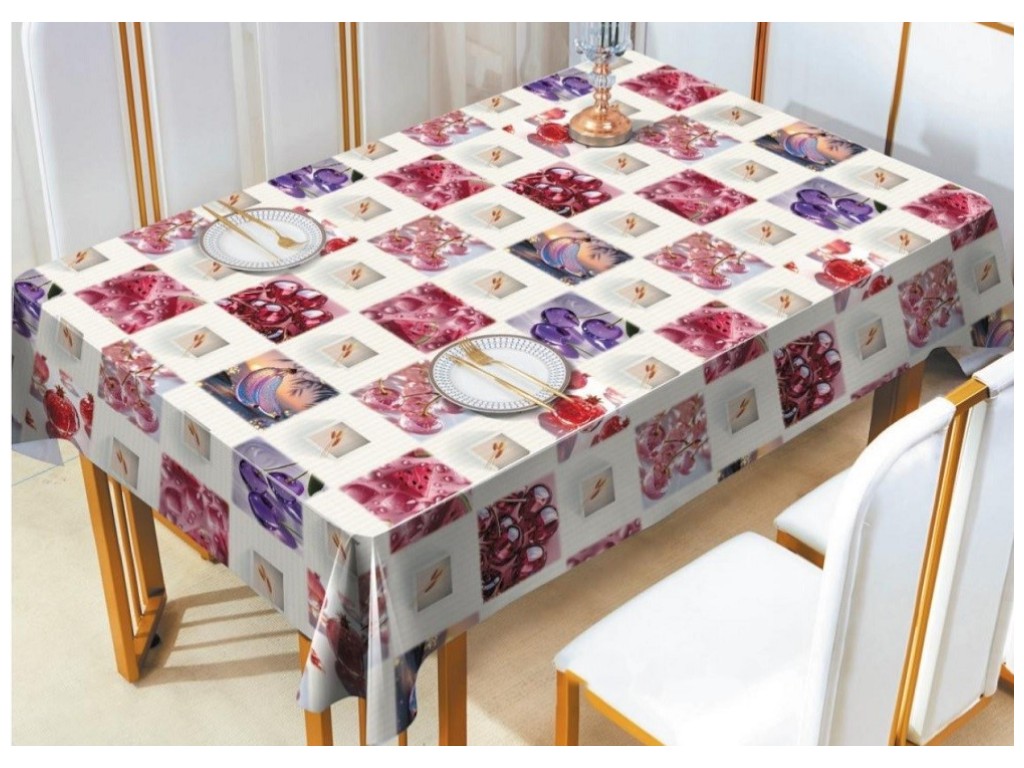 Клеенка Premium, на нетканой основе, уплотненная, ПВХ, 1,37×25м, дизайн фрукты (цена за рулон)