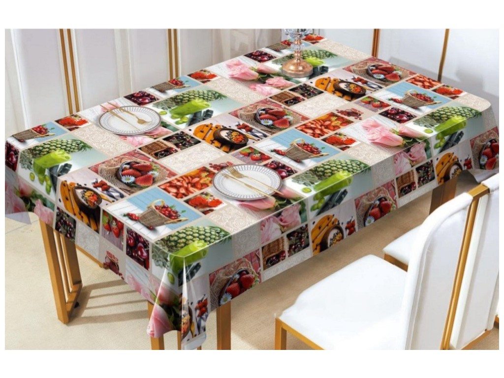 Клеенка Premium, на нетканой основе, уплотненная, ПВХ, 1,37×25м, дизайн фрукты/ягоды (цена за рулон)