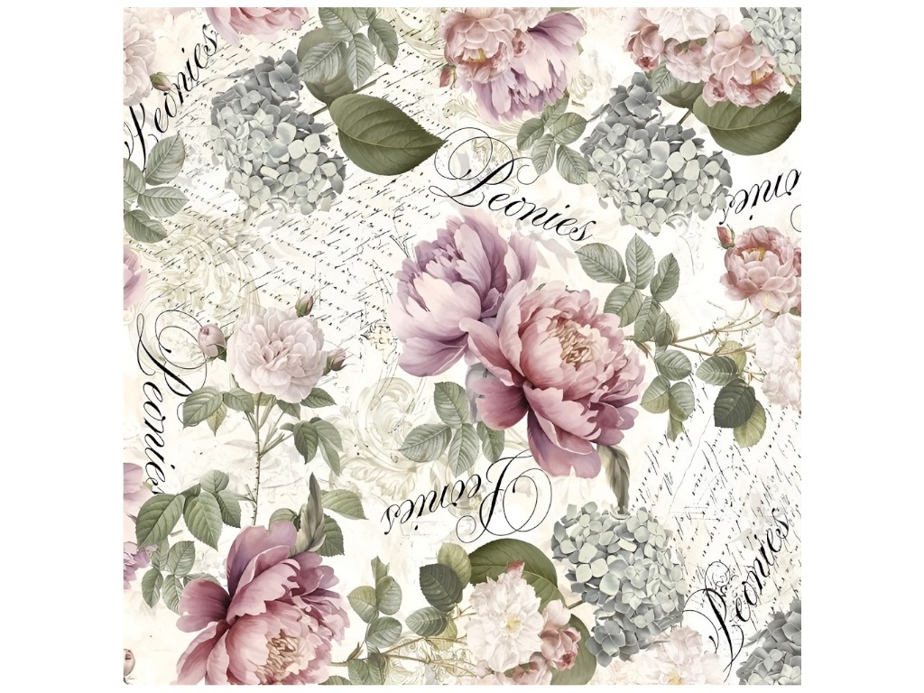 Клейонка Retro-Lux, на нетканій основі, 3 шари, ПВХ, 1,40×20м, дизайн півонії (ціна за рулон)