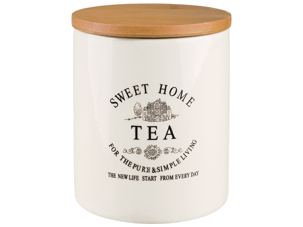 Банка для чая Stenson "Глазурь" с бамбуковой крышкой 900мл 11,5х11,5х13,6см