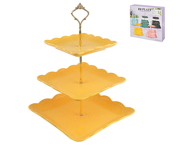 Фруктовница фарфоровая трехярусная Yellow lace 6"/8"/10" (15/20/25,5см)