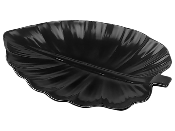 Блюдо фарфоровое Лист монстеры Black 8" 20,5х14х2,5см