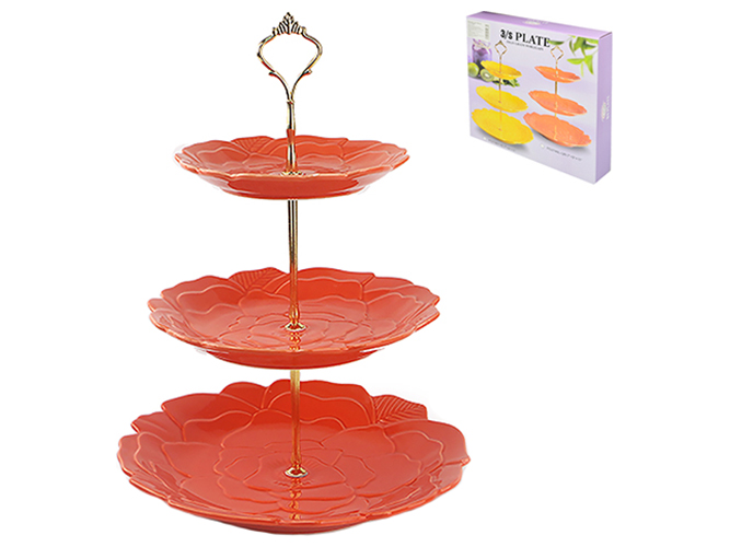 Фруктовница фарфоровая трехярусная Orange rose 7"/9"/11" (18/23/28см)