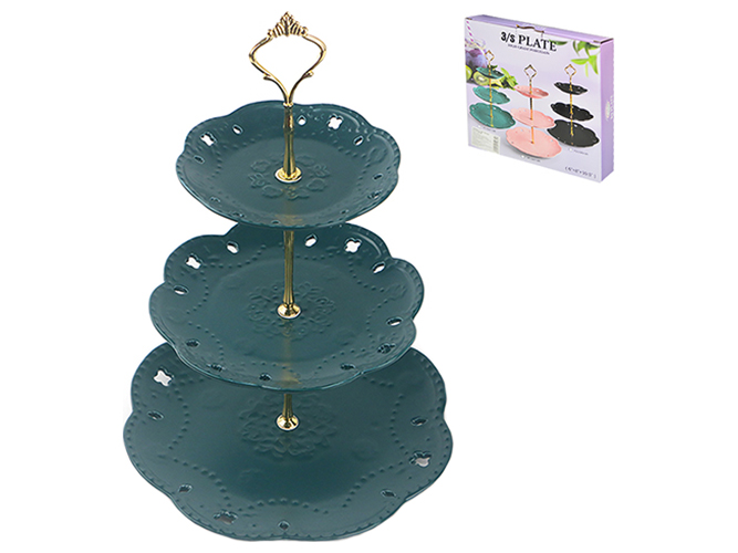 Фруктовница фарфоровая трехярусная Green flower 6"/8"/10,5" (15/20/27см)