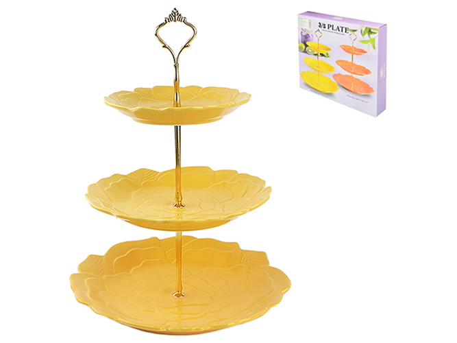 Фруктовница фарфоровая трехярусная Yellow rose 7"/9"/11" (18/23/28см)