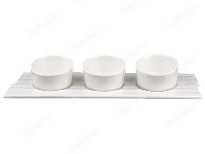 Соусниці порцелянові на підставці Bianco 30,5см (ціна за набір 4 предмети)