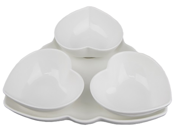 Соусницы фарфоровые на подставке Сердца 20,5см (цена за набор 4 предмета)