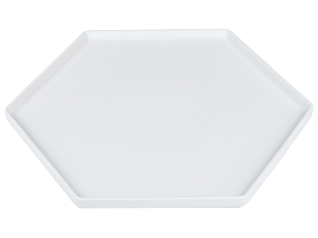 Блюдо фарфоровое Riviera, шестигранное, белое, 10,5"