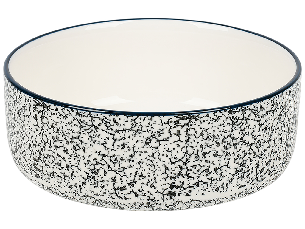 Салатник порцеляновий Aura Beige, глибокий з контрастним візерунком, 19 см