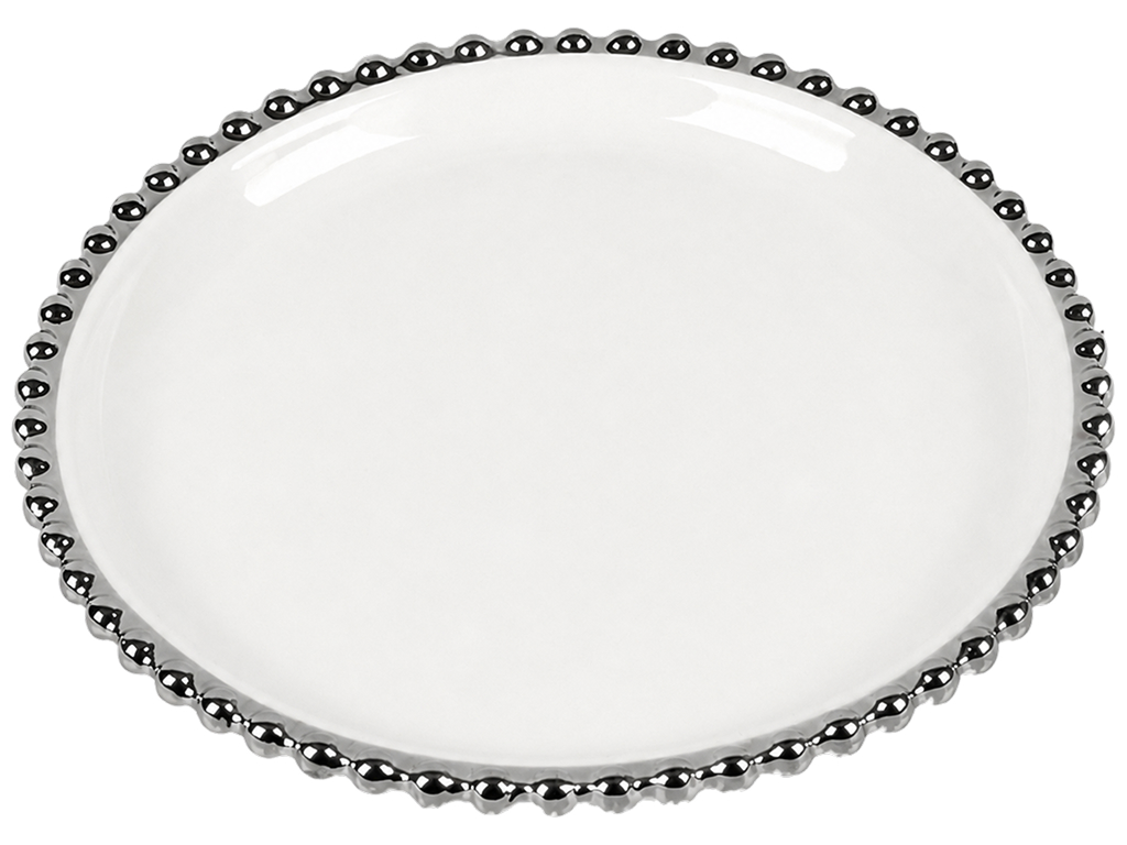 Блюдо порцелянове Pearls, кругле з рельєфним краєм, 25,4 см
