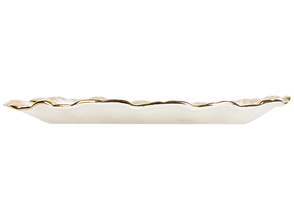 Блюдо сервірувальне Golden Leaf, порцеляна, золотистий край, 25,4 см