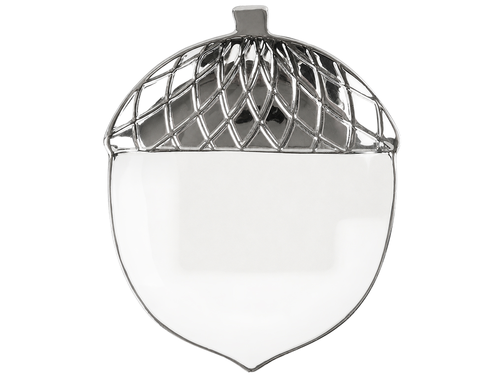 Блюдо порцелянове Silver Acorn, у формі жолудя з рельєфним декором, 25,4 см