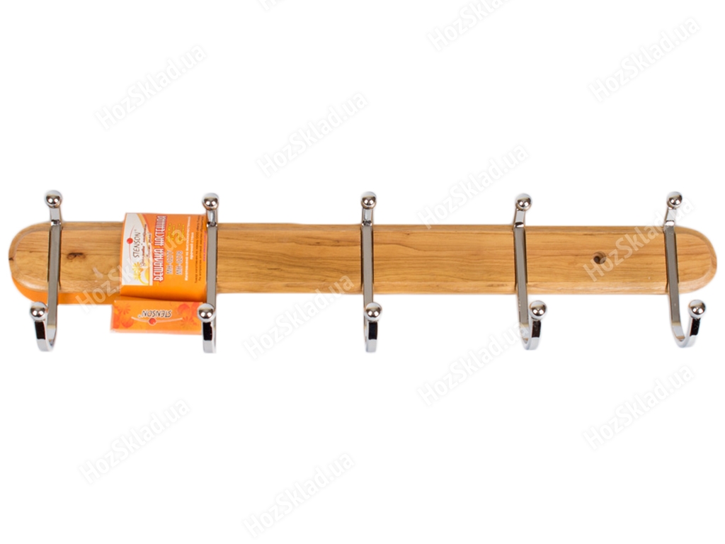 Вешалка настенная деревянная STENSON 5 крючков AE-91805
