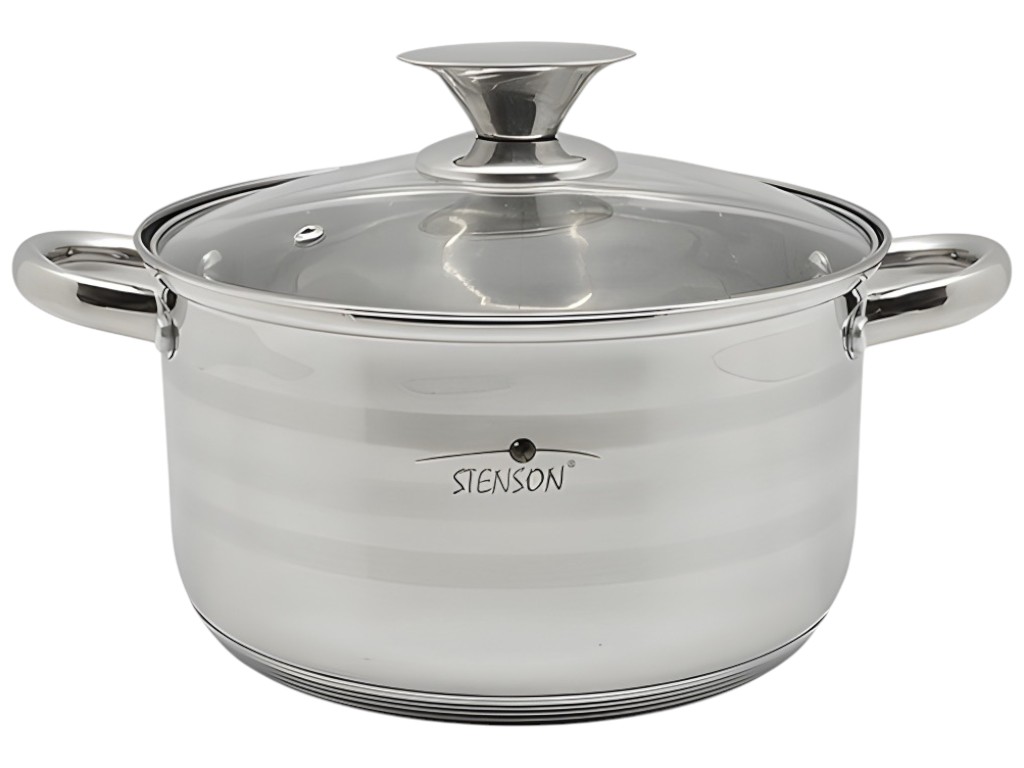 Кастрюля Stenson "Line" со стеклянной крышкой, индукционное дно 22Dсм 4,7л