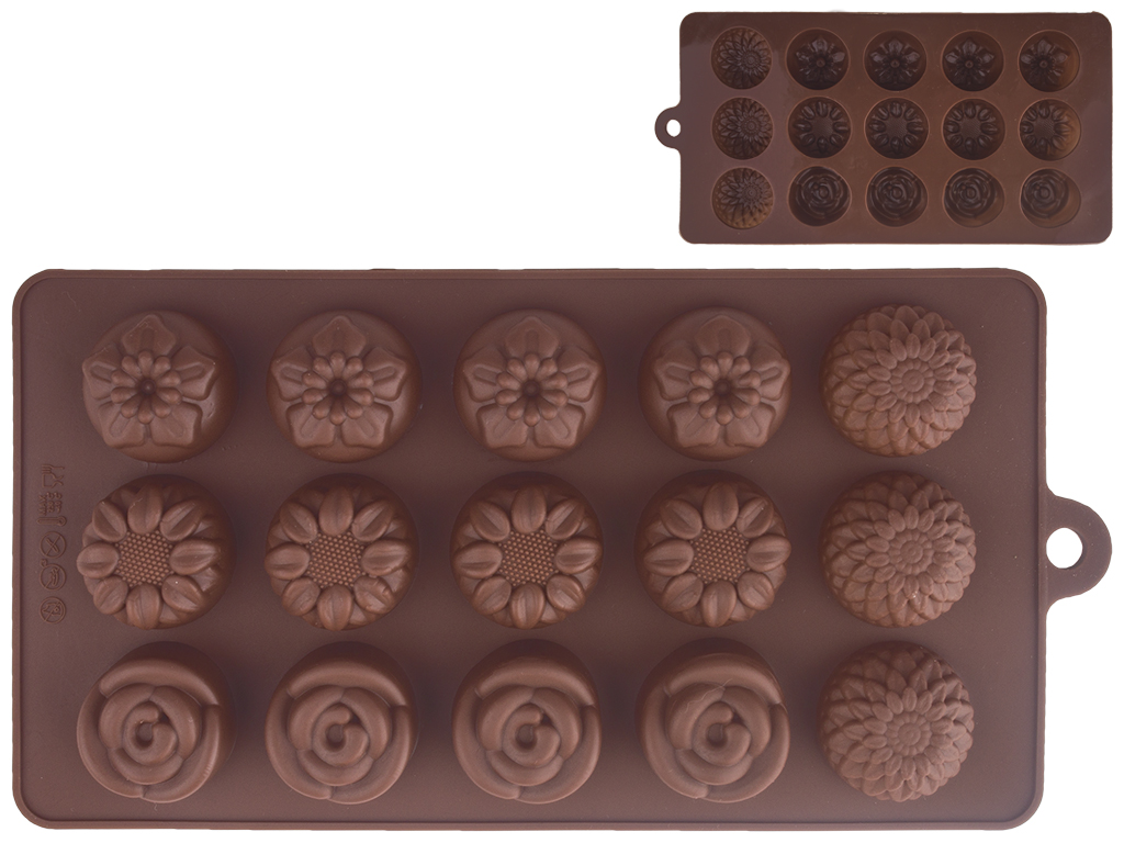 Форма силиконовая для конфет Stenson "Цветы" на 15 емкостей (2,7х2,7х1,5см) 20,2х10,9х1,8см