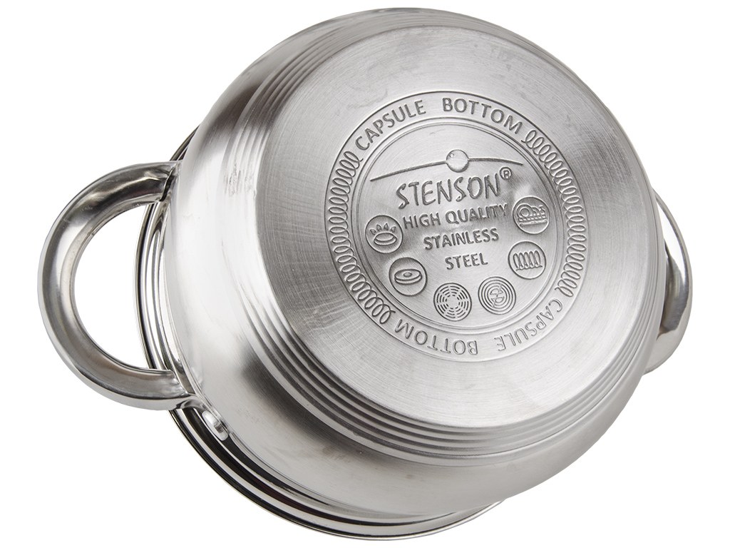 Каструлі зі скляними кришками Stenson Melody індукц. дно 1,9-2,6-3,6л (ціна за набір 6 предметів)