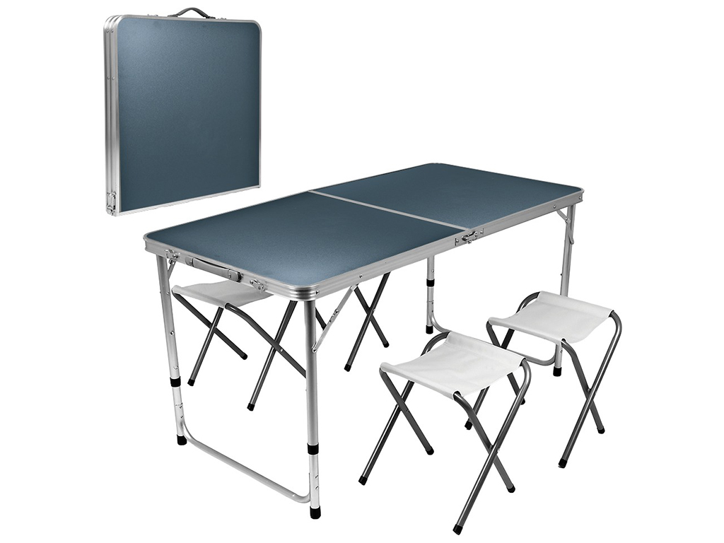 Стол-чемодан (мдф, алюминиевый каркас, 4 стула) 120х60х70см