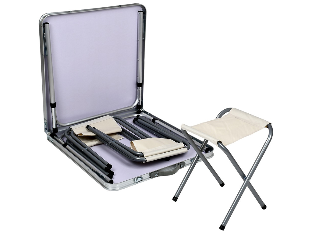 Стол-чемодан (мдф, алюминиевый каркас, 4 стула) 120х60х70см