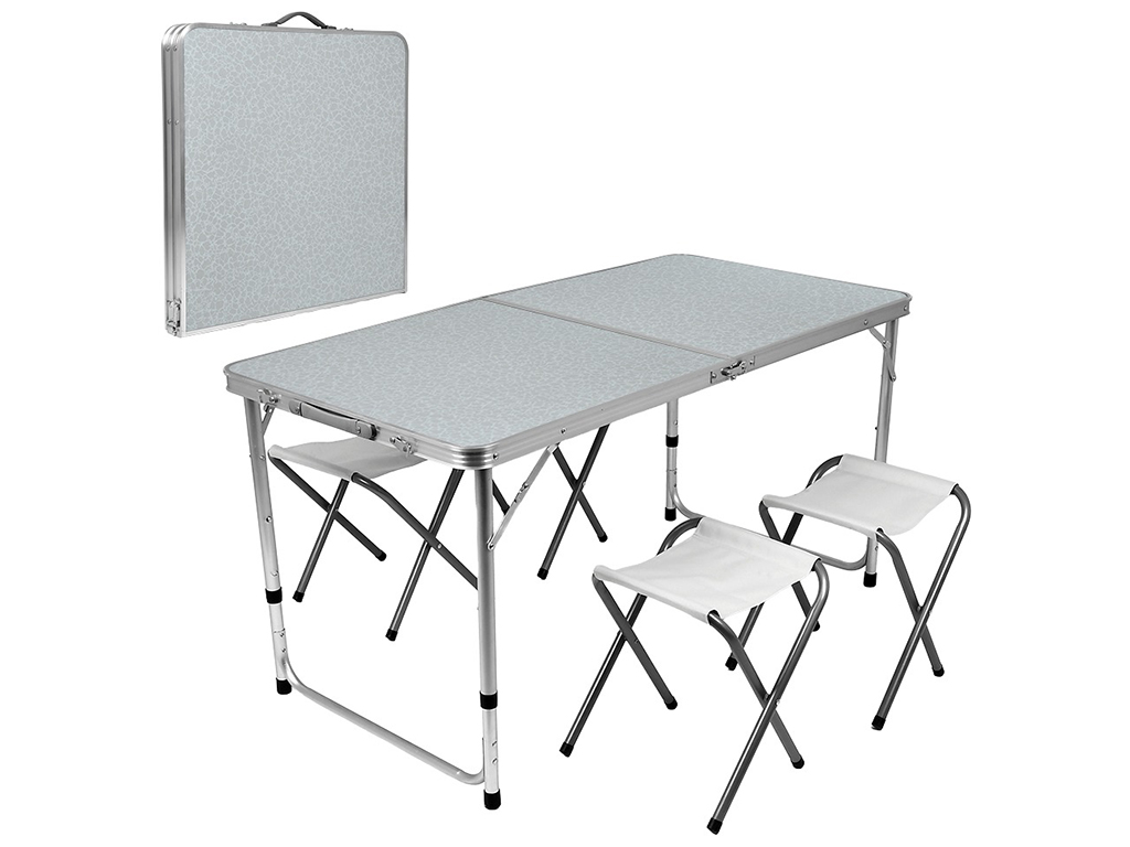 Стіл-чемодан (мдф, алюмінієвий каркас, 4 стільці) 120х60х70см