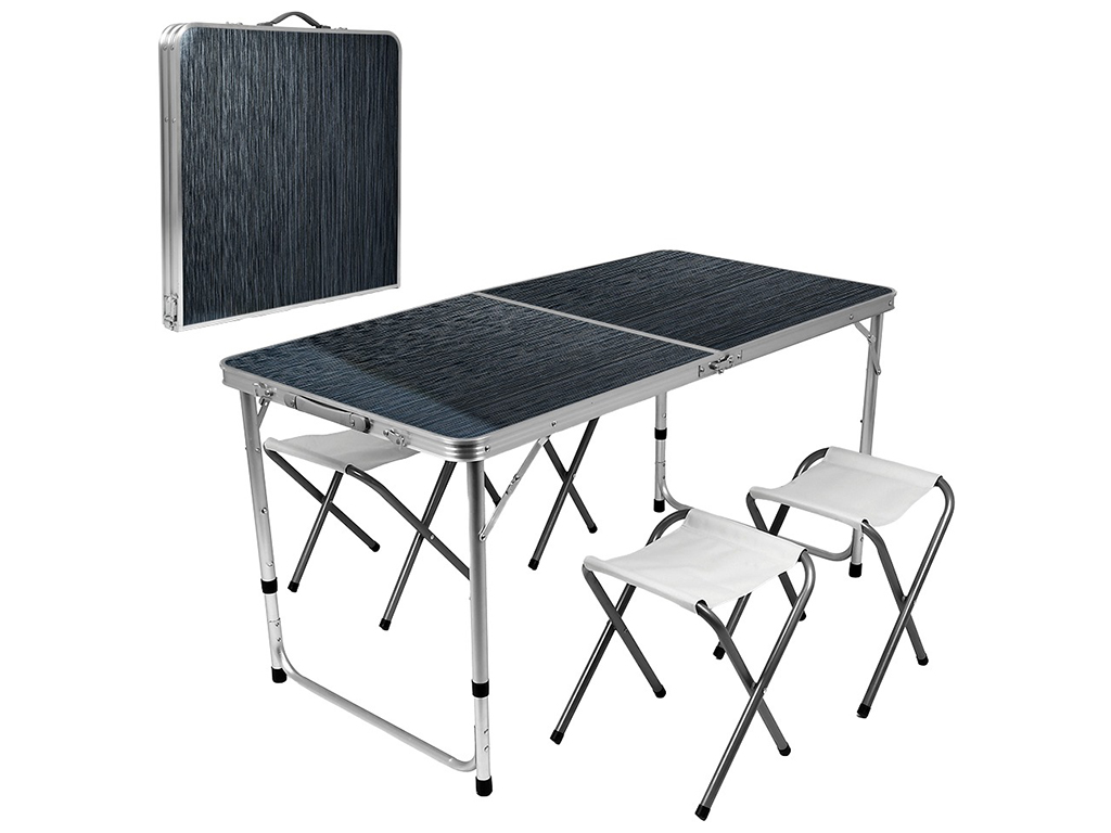 Стіл-чемодан (мдф, алюмінієвий каркас, 4 стільці) 120х60х70см